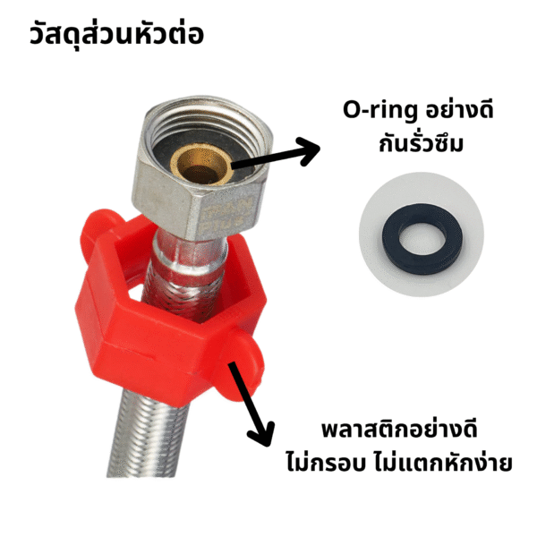 สายน้ำดี สายน้ำดีสแตนเลส 304 ขนาด 1/2" ยาว 40 เซนติเมตร - Image 2